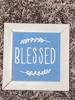 "Blessed" Wall Art Sign in Light Blue
